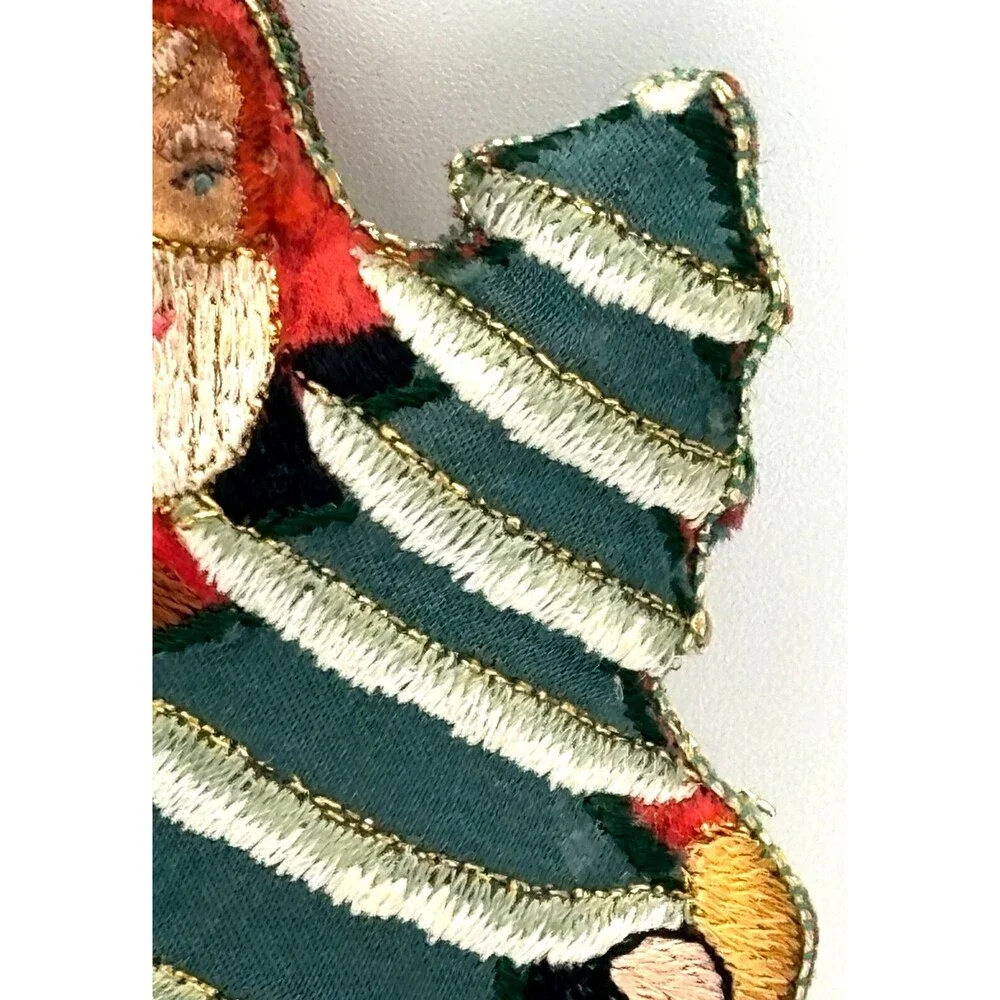Embroidered Cloth Santa Christmas Ornament Stuffed Vintage Two Sided Old World‎